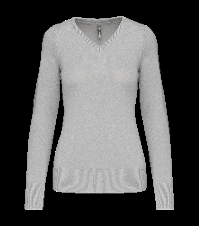 Ladies' V-Neck Jumper GreyMelange