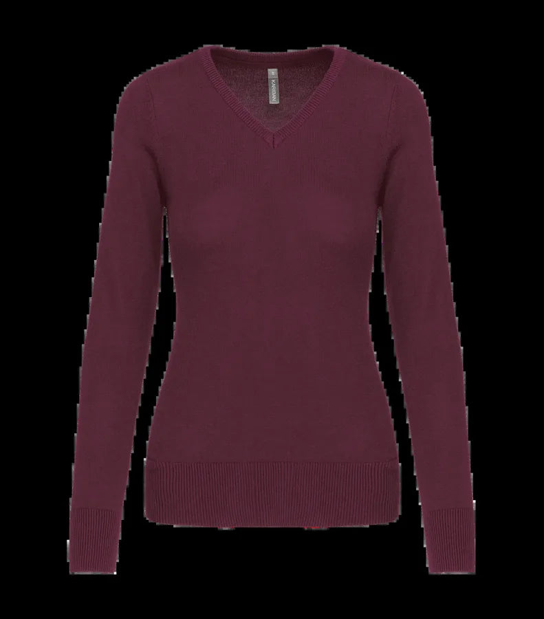 Ladies' V-Neck Jumper Wine