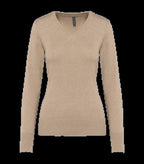Ladies' V-Neck Jumper BeigeHeather