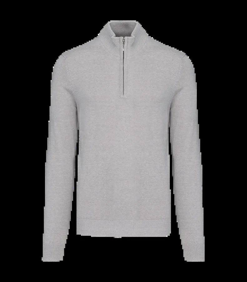 Men's Zip Neck Jumper GreyMelange