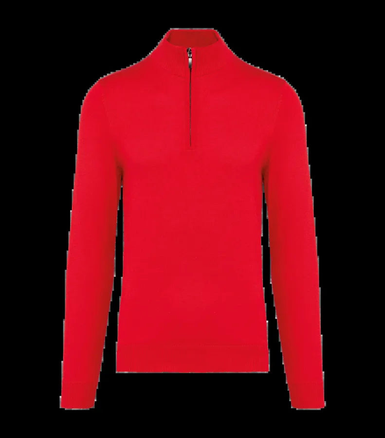 Men's Zip Neck Jumper Red