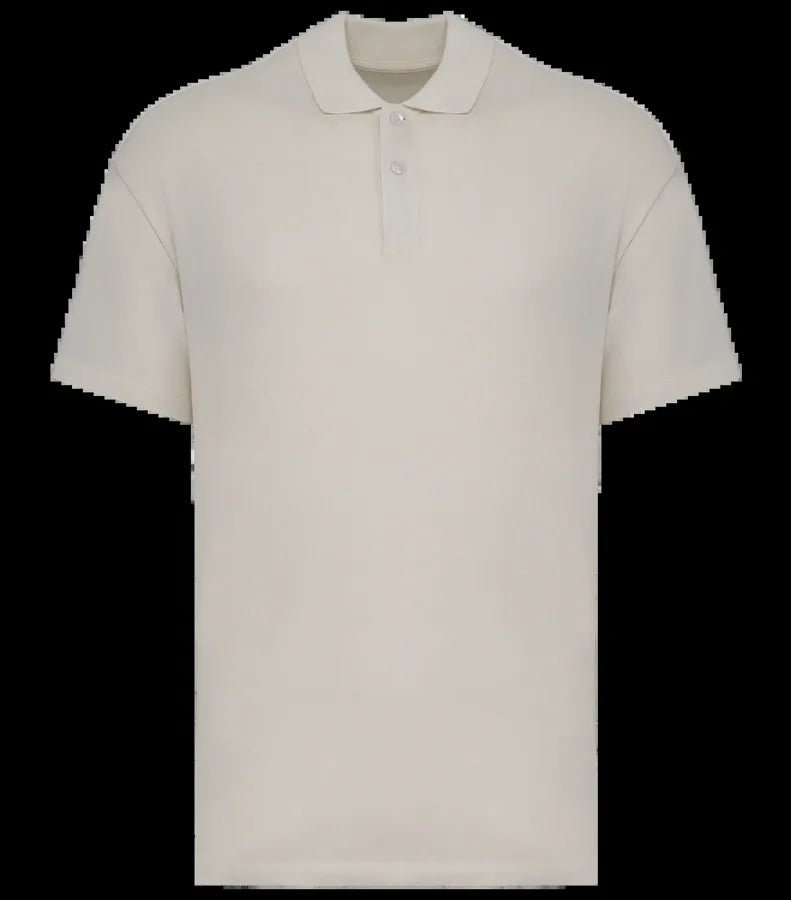 Eco-Friendly Men's Dropped Shoulders Pique Knit Polo Shirt Ivory