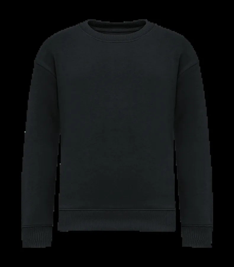 Eco-Friendly Kids' Oversize Round Neck Sweatshirt Black