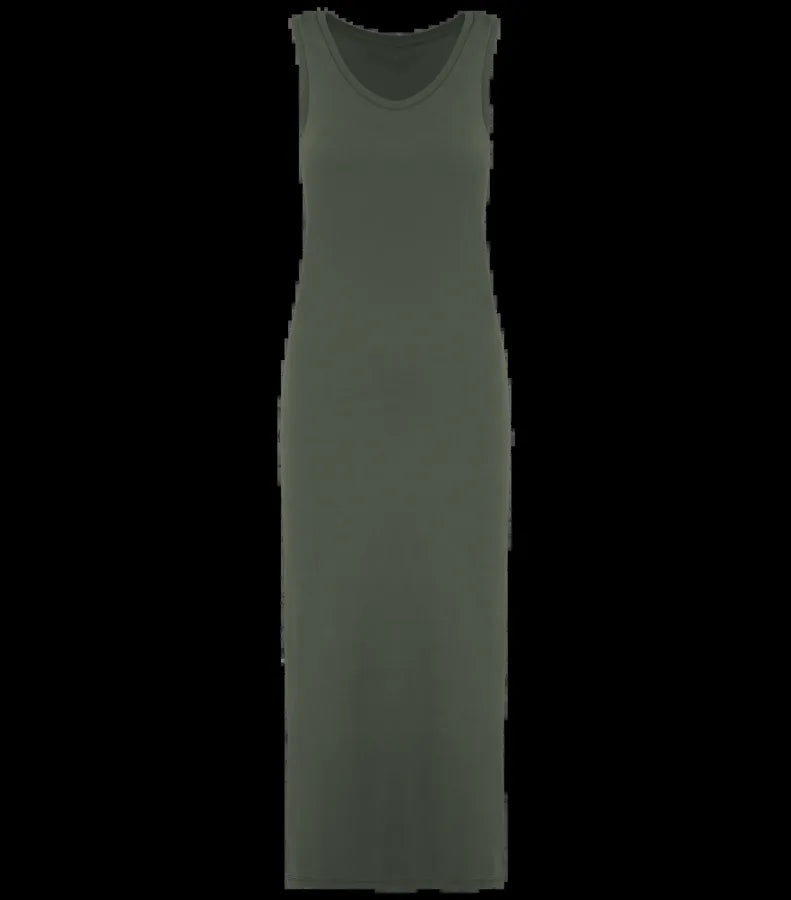 Eco-Friendly Ladies' Jersey Washed Effect Dress WashedOrganicKhaki