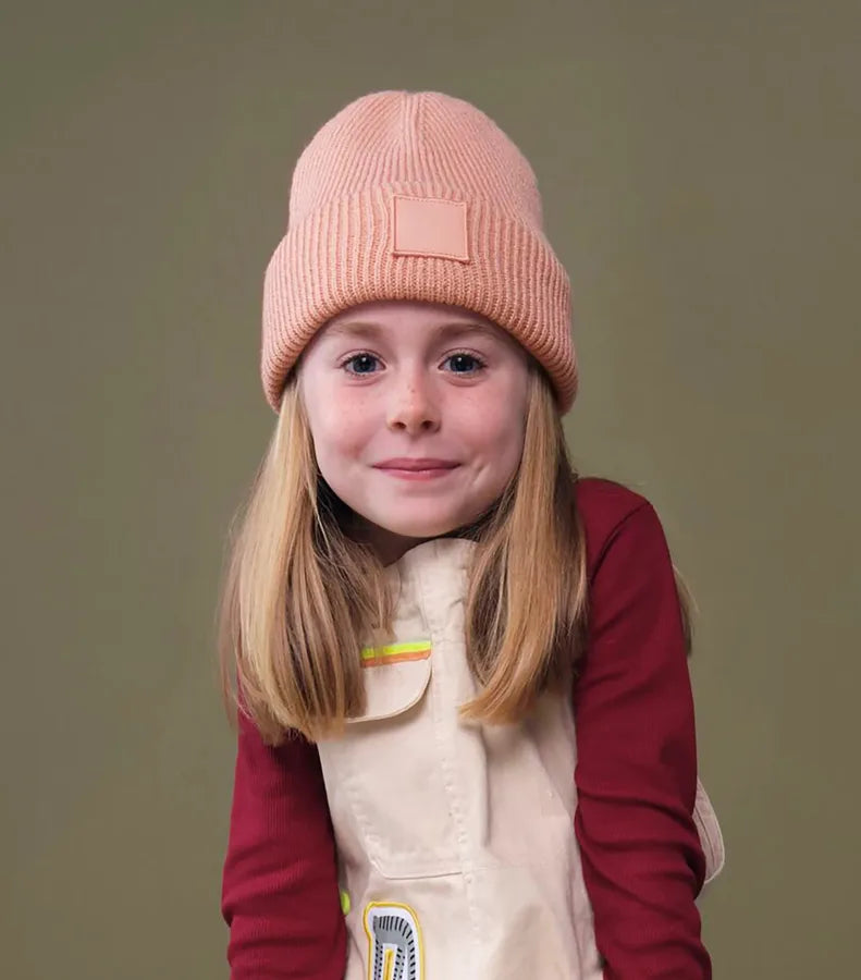 Kids Deep Cuffed Tonal Patch Beanie LightGreyFleck