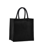 Natural Starched Jute Midi Tote Black/Black