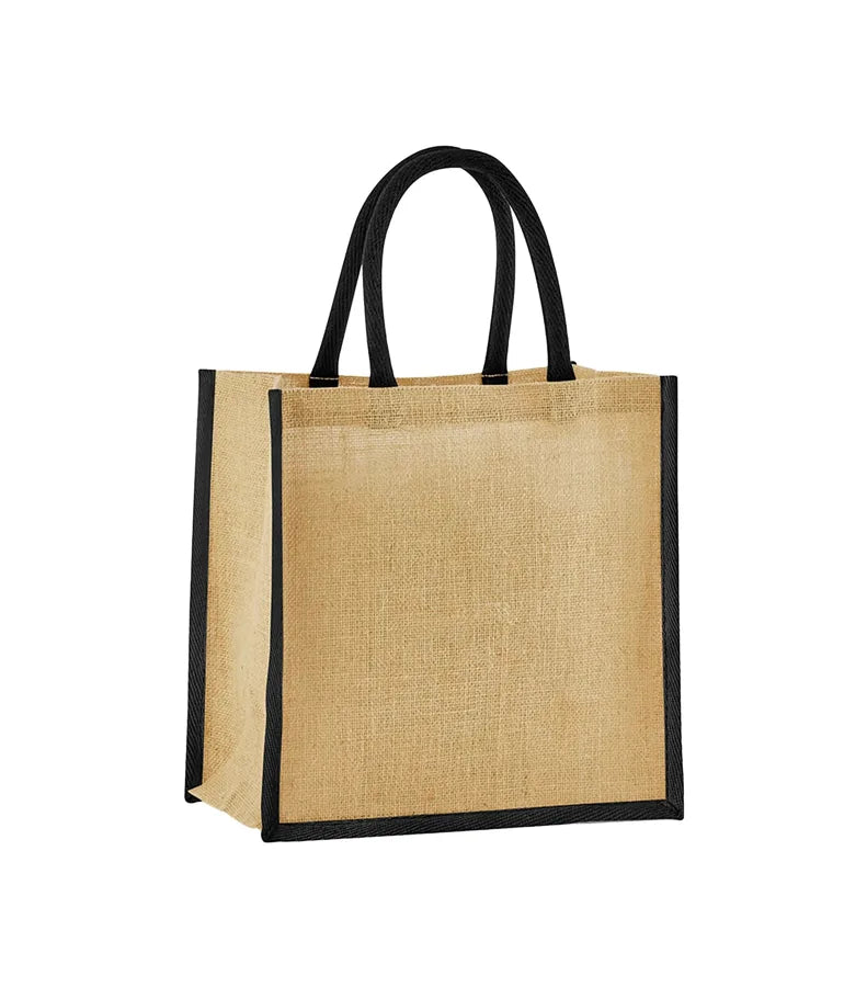 Natural Starched Jute Midi Tote Natural/Black
