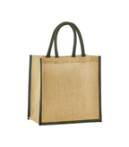 Natural Starched Jute Midi Tote Natural/OliveGreen