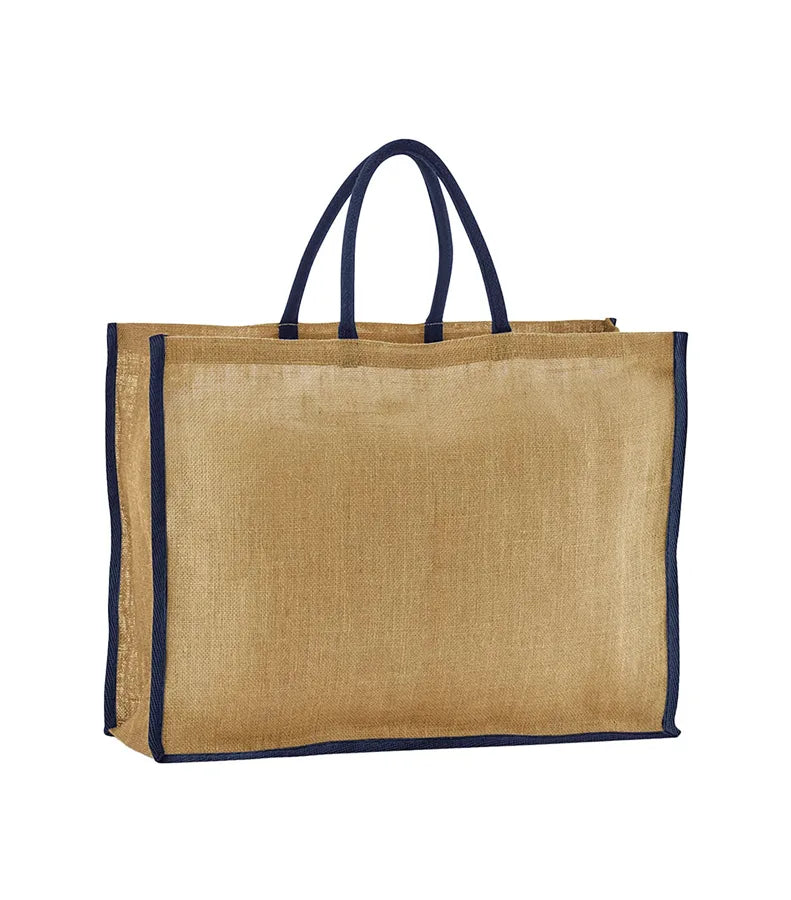 Natural Starched Jute Market Shopper Natural/Navy