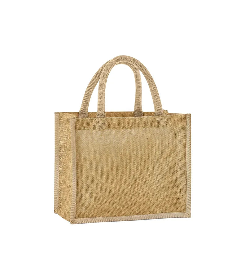 Natural Starched Jute Mini Gift Bag Natural