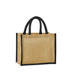 Natural Starched Jute Mini Gift Bag Natural/Black