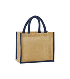 Natural Starched Jute Mini Gift Bag Natural/Navy