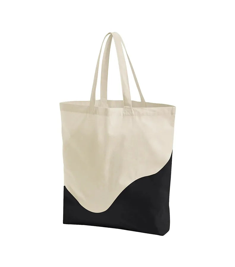 Organic Cotton Wave Print Maxi Bag Natural/Black