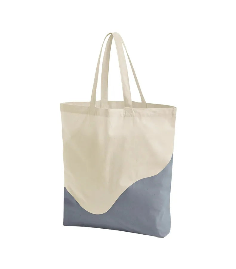 Organic Cotton Wave Print Maxi Bag Natural/BlueGrey