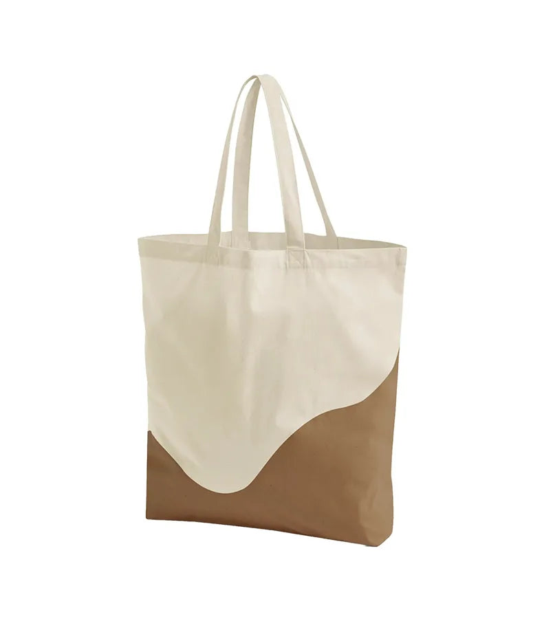 Organic Cotton Wave Print Maxi Bag Natural/Caramel