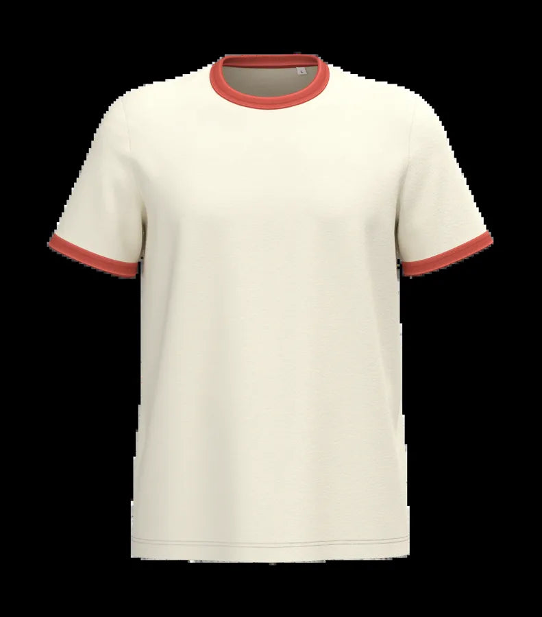 Eco-Friendly Men's Ringer T-shirt With Washed Effect Binding Ivory/WashedPaprika
