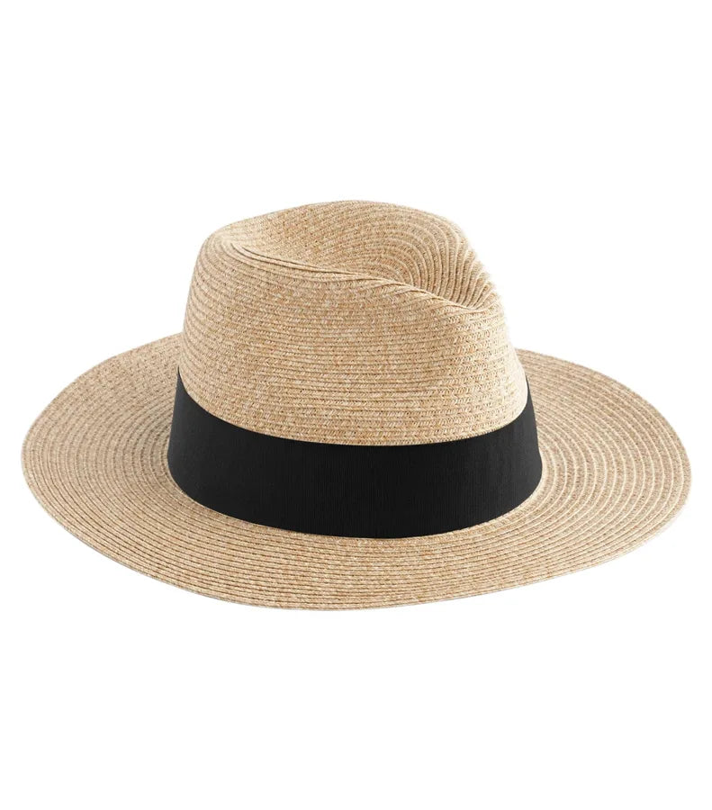 Straw Fedora (2 Sizes -  S/M, L/XL) Natural/Black