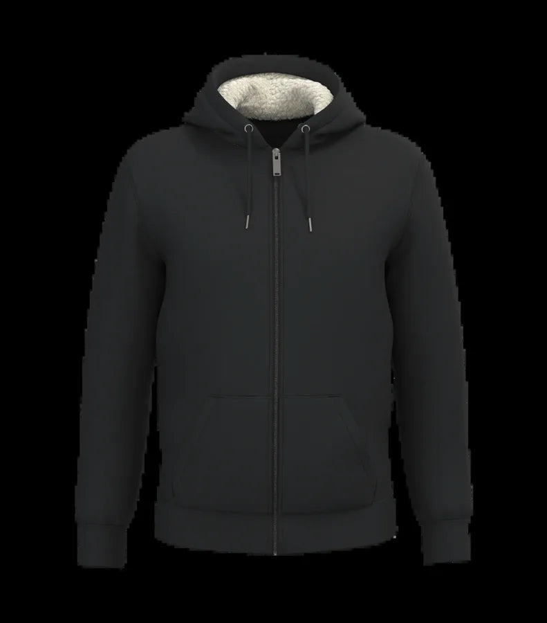 Eco-Friendly Unisex Sherpa-Lined Full Zip Sweatshirt Black