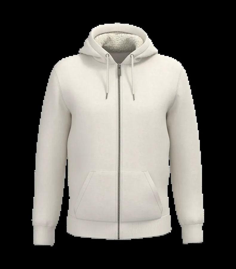 Eco-Friendly Unisex Sherpa-Lined Full Zip Sweatshirt Ivory
