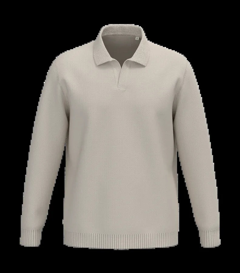 Men's Jumper With Polo Collar Ivory