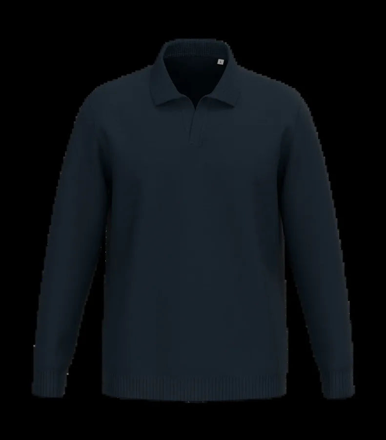 Men's Jumper With Polo Collar NavyBlue
