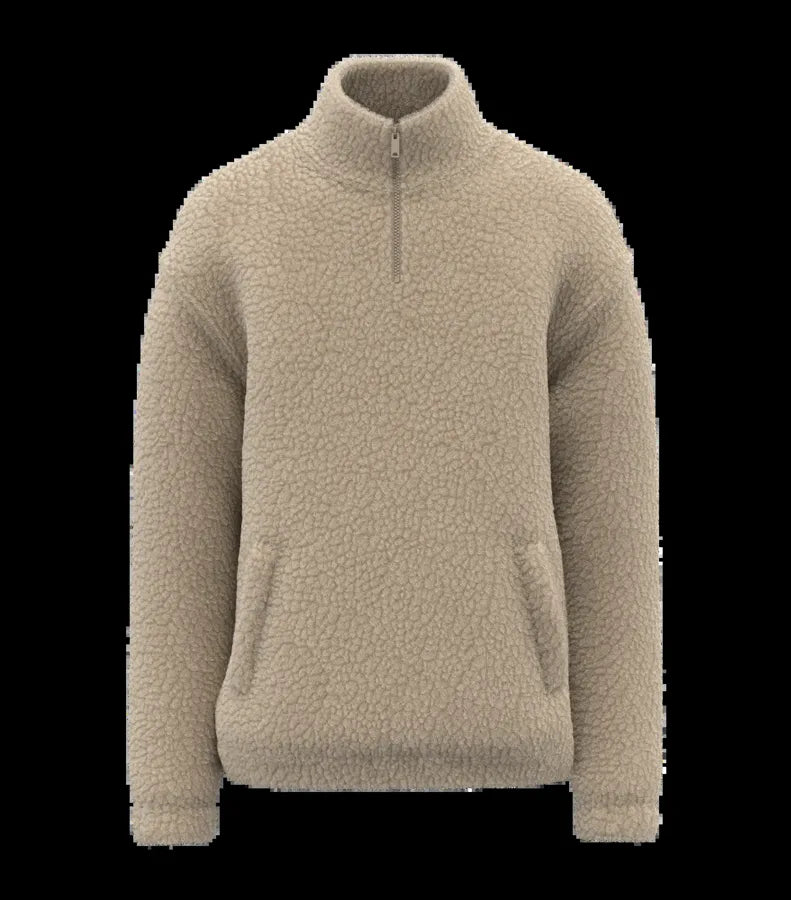 Unisex Sherpa Dropped Shoulders Quarter Zip Sweatshirt WetSand