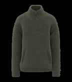 Unisex Sherpa Dropped Shoulders Quarter Zip Sweatshirt ForestKhaki