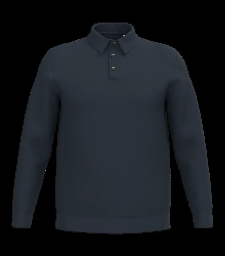 Eco-Friendly Men's Knitted Long Sleeve Polo Shirt NavyBlue