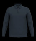 Eco-Friendly Men's Knitted Long Sleeve Polo Shirt NavyBlue