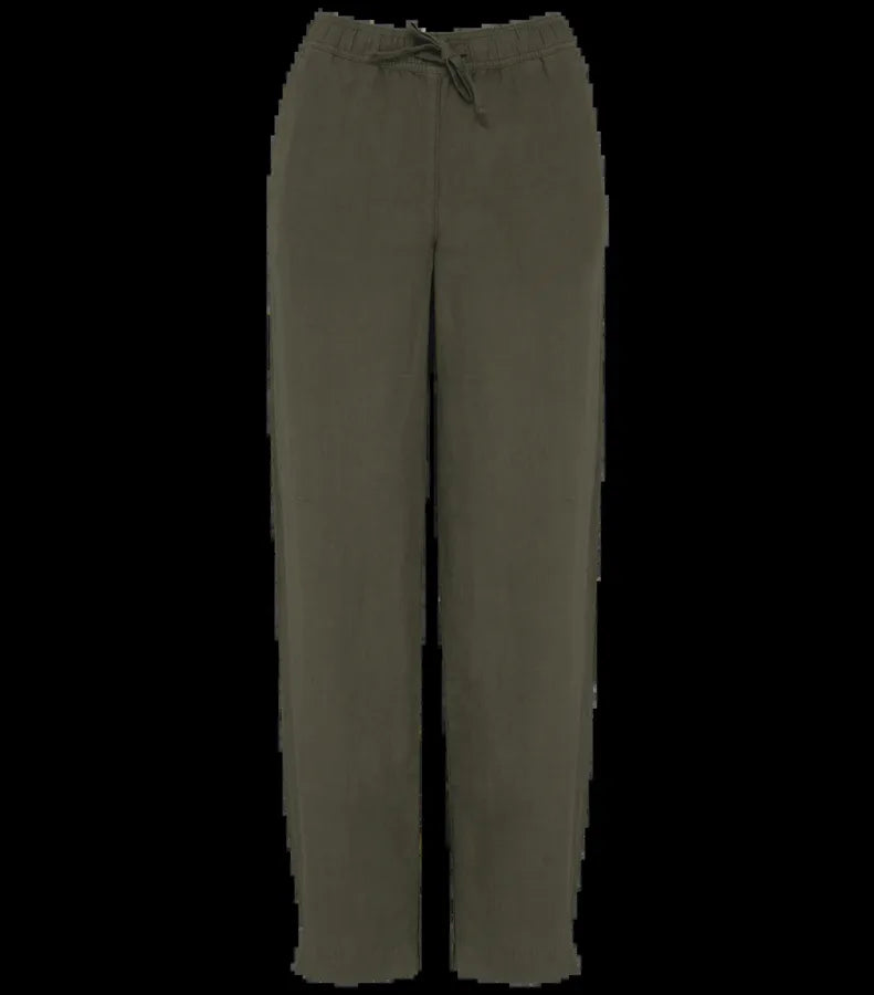 Eco-friendly Ladies' Linen Washed Effect Trousers WashedOrganicKhaki