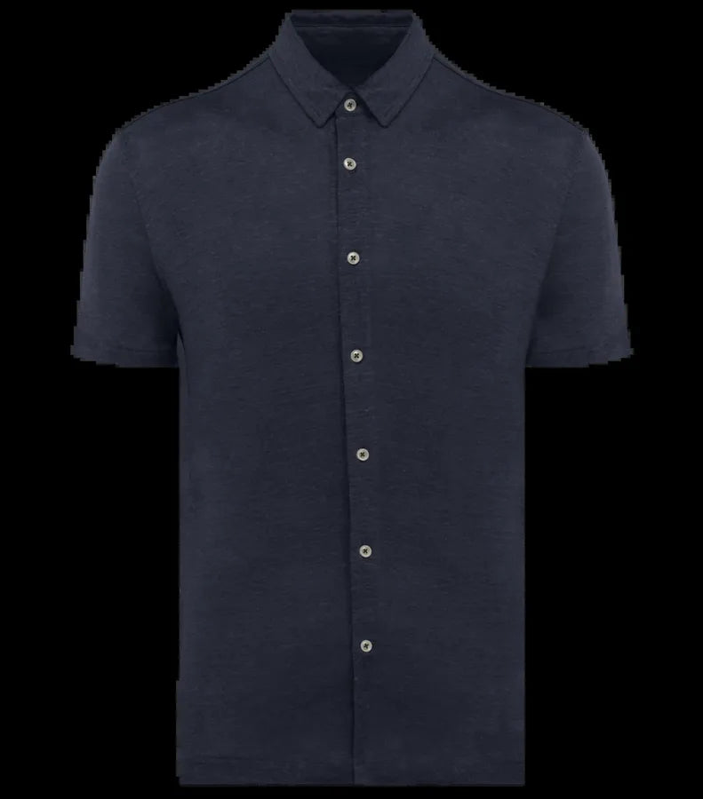 Men's Linen Short-sleeved Shirt NavyBlue
