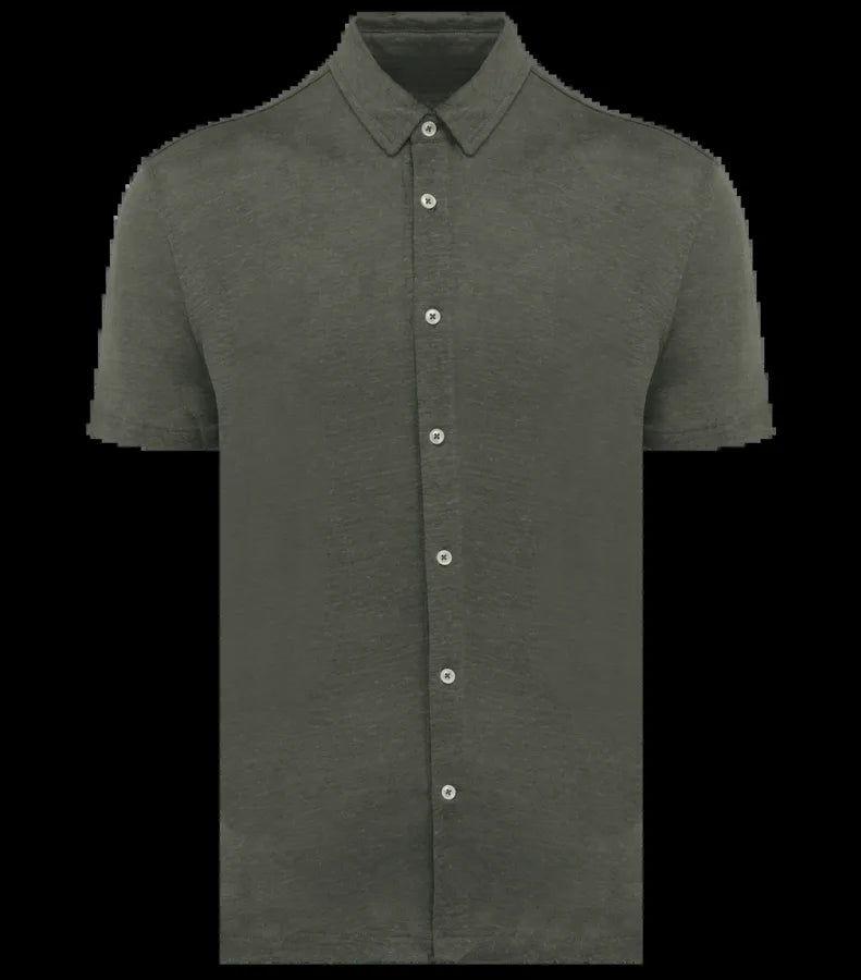 Men's Linen Short-sleeved Shirt OrganicKhaki
