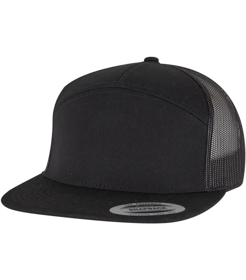 7 Panel Classic Trucker Cap Black/Black