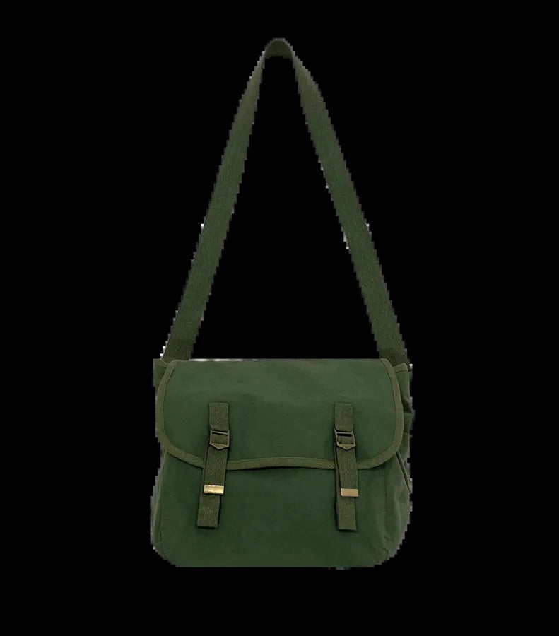 Eco-friendly washed effect messenger bag WashedOrganicKhaki