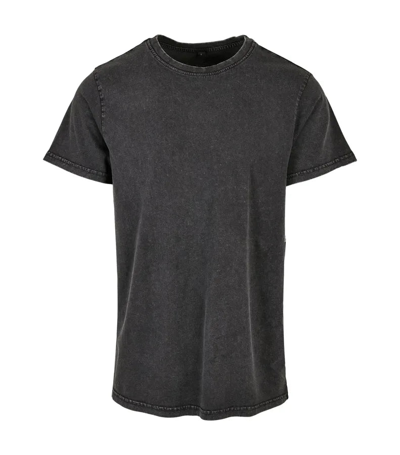 Acid Washed Round Neck Tee Black