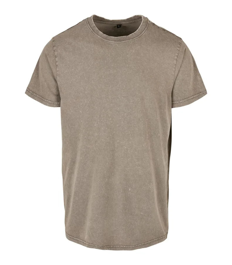 Acid Washed Round Neck Tee DarkKhaki