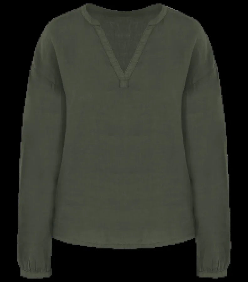 Ladies' Linen Blouse OrganicKhaki