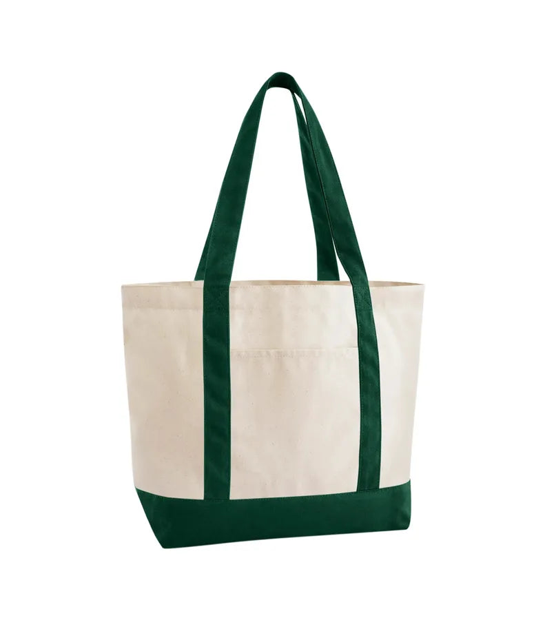EarthAware® Organic Varsity Shopper Natural/BottleGreen