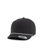 YP Classics 5-Panel Snapback Cap with  Perforations and Braided Rope Black